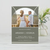 Invitation Élégant Mariage d'arc photo Olive (Debout devant)