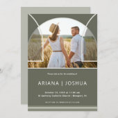 Invitation Élégant Mariage d'arc photo Olive (Devant / Derrière)