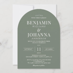 Invitation Élégant Mariage d'arc vert de mousse