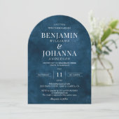 Invitation Élégant Mariage d'arche bleu floral (Debout devant)