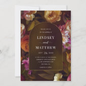 Invitation Élégant Mariage d'arche d'or floral de la chute fo (Devant)