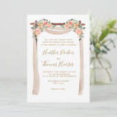 Invitation Elégant Mariage d'arche fleurie Peach (Debout devant)