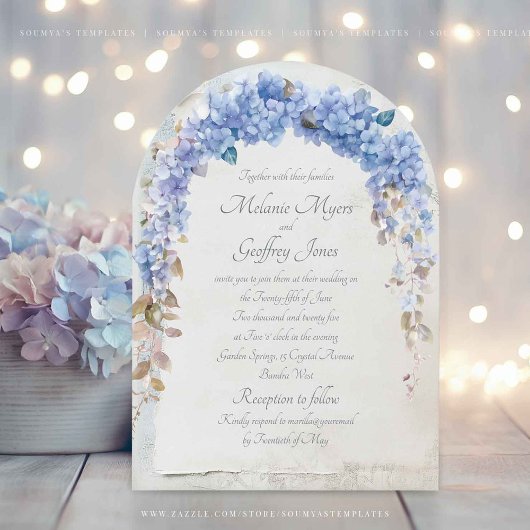 Invitation Élégant Mariage d'arche florale Hydrangea