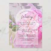 Invitation Élégant Mariage d'arche florale rose pâle (Devant / Derrière)