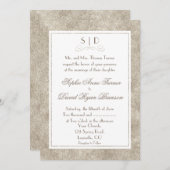 Invitation Elégant mariage d'argent et de frontière blanche (Devant / Derrière)