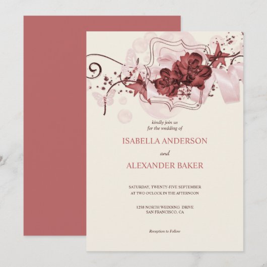 Invitation Élégant Mariage d'arrangement floral (Devant / Derrière)
