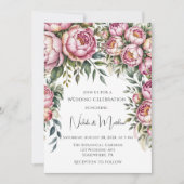Invitation Élégant Mariage d'arrangement floral Peony (Devant)