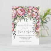 Invitation Élégant Mariage d'arrangement floral Peony (Debout devant)