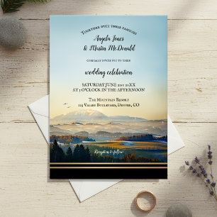 Invitation Elégant Mariage d'art paysager de montagne