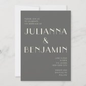 Invitation Élégant Mariage d'art rétro en ligne noire et blan (Devant)