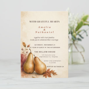 Invitation Élégant mariage d'automne de Thanksgiving à l'aqua