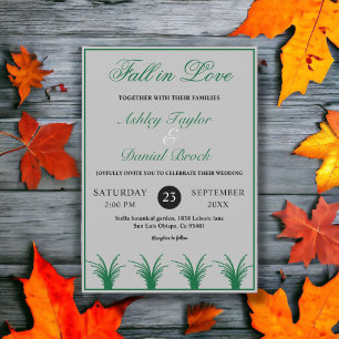Invitation Élégant Mariage de automne Boho Gris Vert Gris Rus