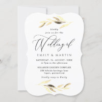 Élégant Mariage de automne de ressort feuille or
