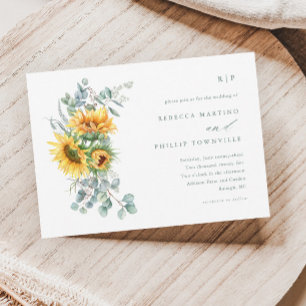Invitation Elégant Mariage de automne de tournesol Eucalyptus