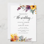 Invitation Elégant Mariage de automne floral aquarelle (Devant)