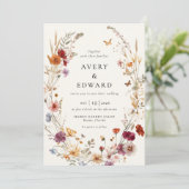 Invitation Elégant Mariage de automne Floral Boho (Debout devant)