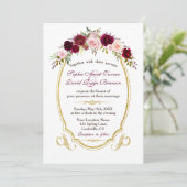 Invitation Élégant Mariage de automne floral de Bourgogne Mar (Debout devant)