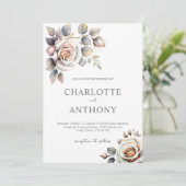 Invitation Élégant Mariage de automne floral d'ivoire de pêch (Debout devant)