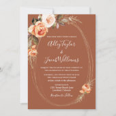 Invitation Élégant Mariage de automne floral en terre cuite B (Devant)