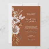 Invitation Élégant Mariage de automne floral en terre cuite m (Devant)