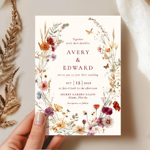 Invitation Elégant Mariage de automne Floral Rustic Boho