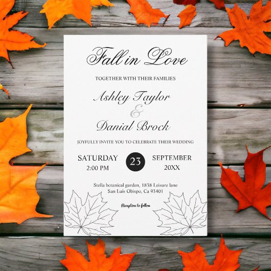 Invitation Élégant Mariage de automne rustique d'érable noir