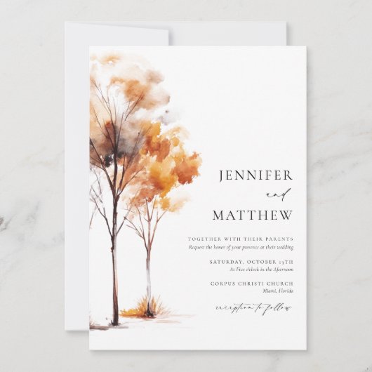 Invitation Élégant Mariage de automne simple (Devant)