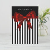 Invitation Élégant Mariage de bande noire et rouge (Debout devant)