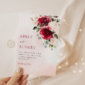 Invitation Elégant Mariage de Boho Floral Bourgogne