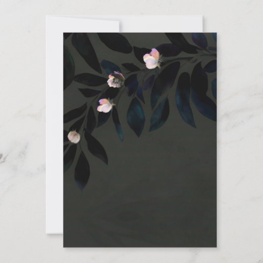 Invitation Élégant Mariage de Boho foncé Feuilles floraux (Dos)