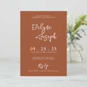 Invitation Élégant Mariage de Boho Orange Brûlé (Debout devant)