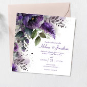 Invitation Elégant Mariage de Boho violet Floral