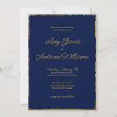 Invitation Elégant Mariage de bord bleu bleu marine (Devant)
