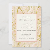 Invitation Élégant Mariage de bordure en marbre doré (Devant)