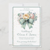 Invitation Élégant Mariage de boue fleurie verte (Devant)