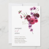 Invitation Élégant Mariage de bouquet floral Bourgogne (Devant)