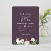 Invitation Élégant Mariage de bouquet floral d'ivoire violet (Debout devant)