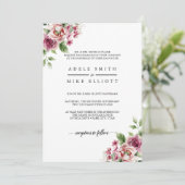 Invitation Elégant Mariage de bouquet rose aquarelle (Debout devant)