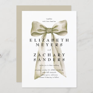 Invitation Élégant Mariage de Bow Beige Vintage
