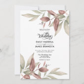 Invitation Elégant Mariage de budget d'aquarelle Eucalyptus (Devant)