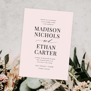 Invitation Élégant Mariage de budget rose pâle de script simp