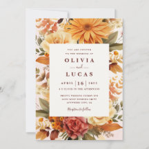 Élégant Mariage de cadre à fleurs orange