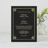 Invitation Élégant Mariage de cadre Black Gold (Debout devant)
