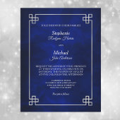 Invitation Elégant Mariage de cadre bleu argent