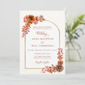 Invitation Élégant Mariage de cadre Boho Floral d'automne (Debout devant)