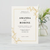 Invitation Elegant Mariage de cadre de branche or (Debout devant)
