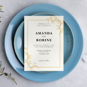 Invitation Elegant Mariage de cadre de branche or
