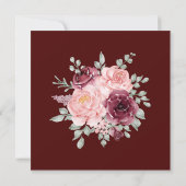 Invitation Elégant Mariage de cadre de cercle de verdure rose (Dos)