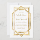 Invitation Elégant Mariage de cadre déco Gold White années 19 (Devant)