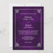 Invitation Élégant Mariage de cadre en argent violet (Devant)